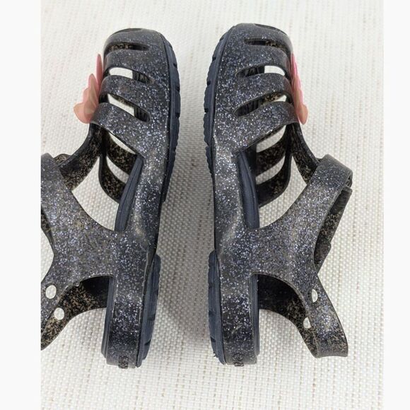 Crocs Sandals Toddler Girl C 6 Black Glitter Pink Butterfly Mary Jane - Picture 14 of 15